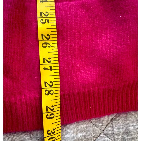 Macy's VTG Deadstock Pink Fushcia Lambswool Angora Cardigan Sweater Women Large - Picture 6 of 8